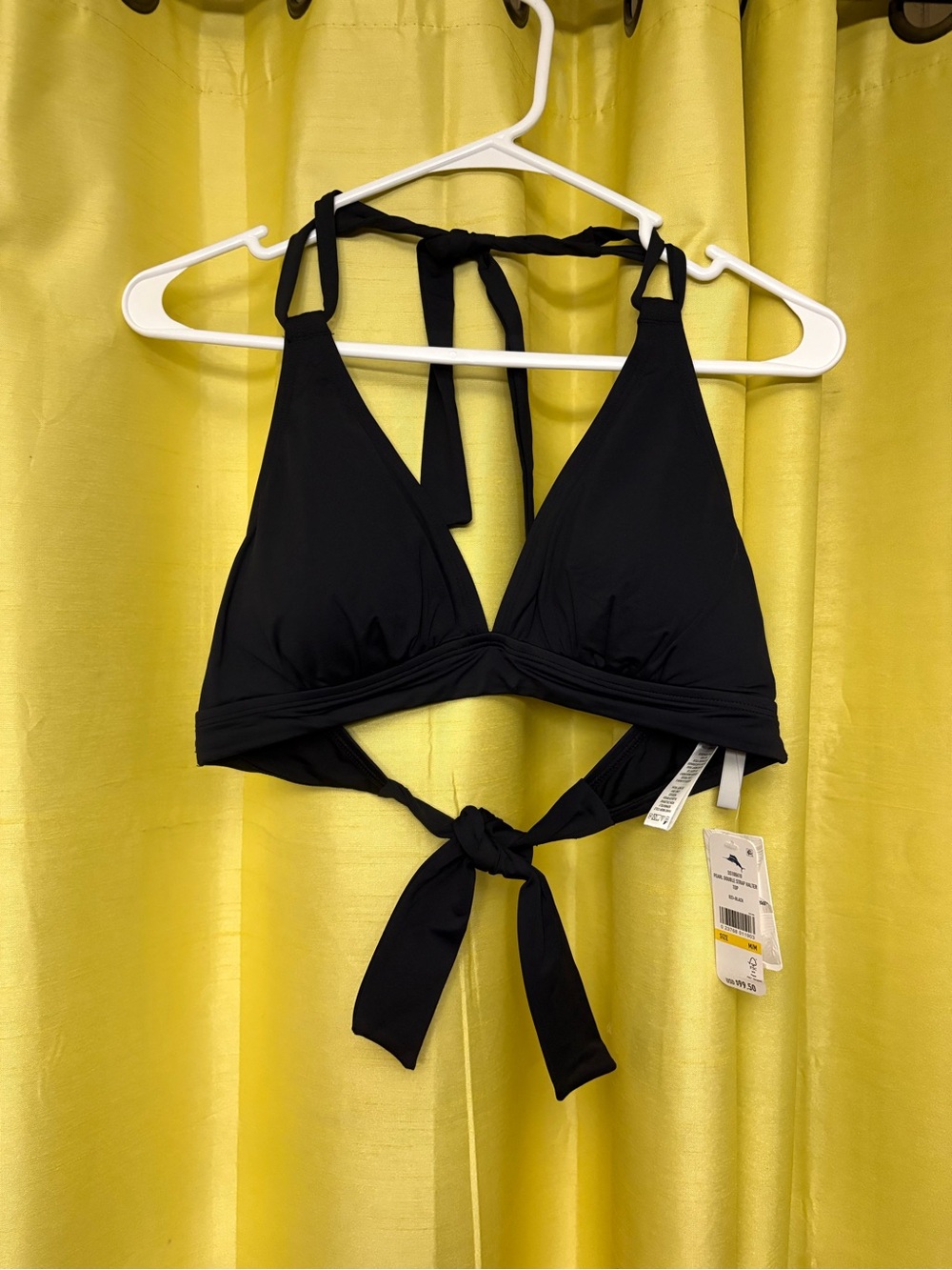 Tommy Bahama Black Tie-Back Halter Bikini Top